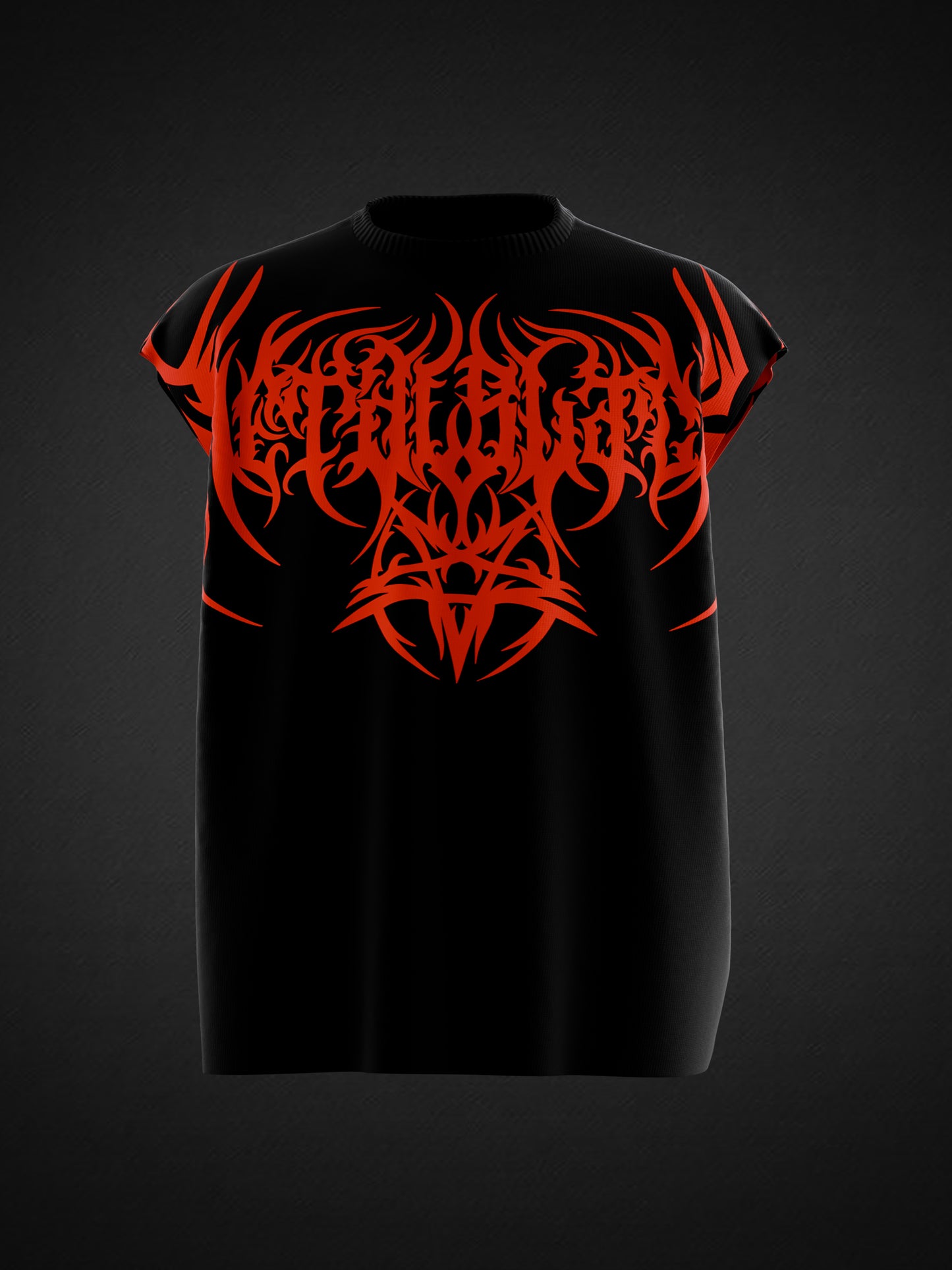 RED METAL BLACK UNISEX BOXY VEST