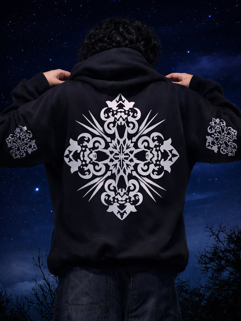 MOSAIC BLACK OVERSIZED HOODIE