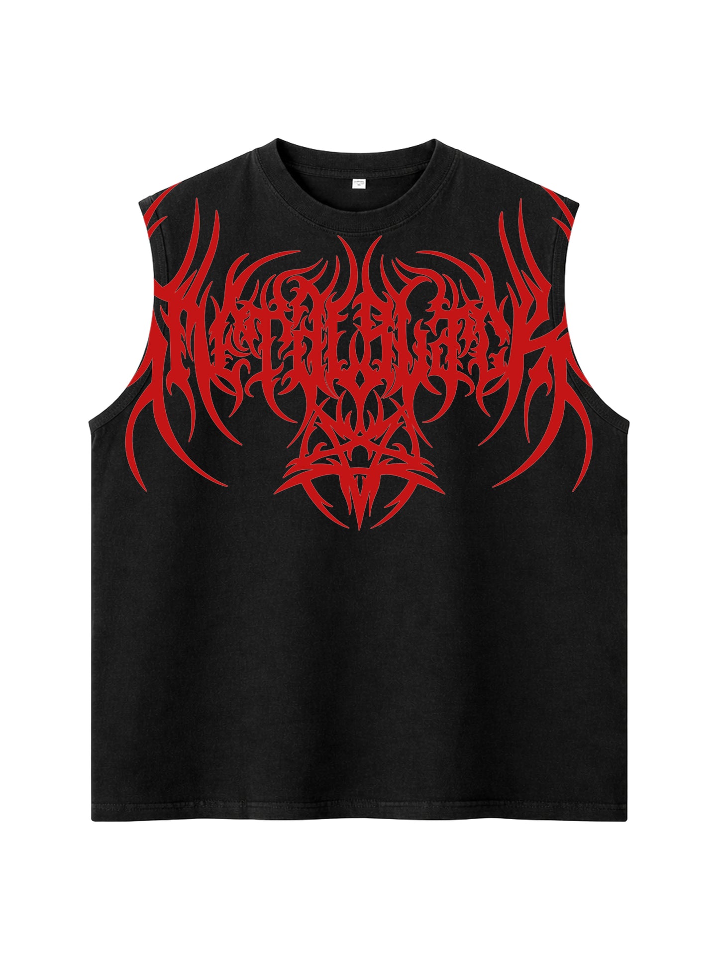 RED METAL BLACK UNISEX BOXY VEST