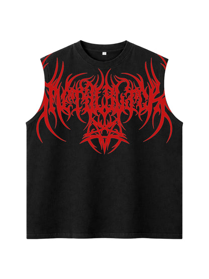RED METAL BLACK UNISEX BOXY VEST