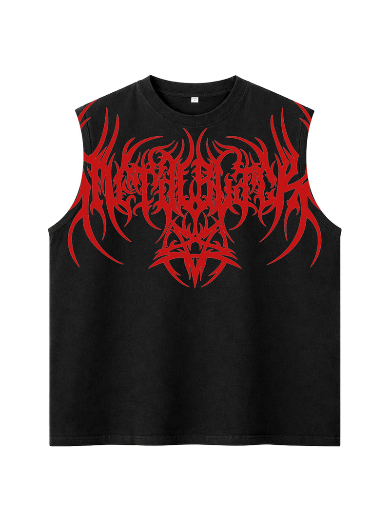 RED METAL BLACK UNISEX BOXY VEST