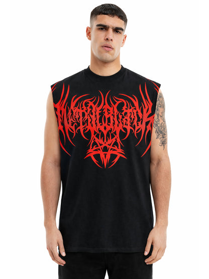 RED METAL BLACK UNISEX BOXY VEST