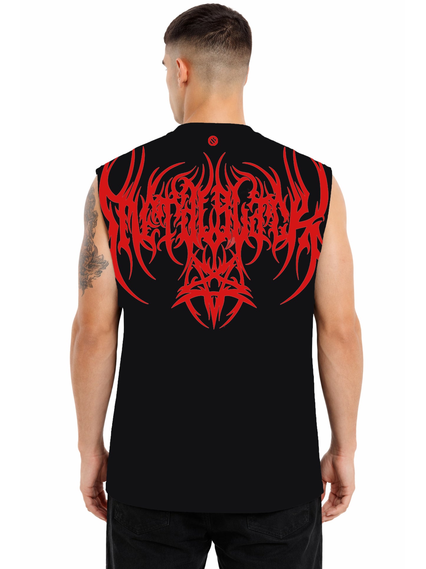 RED METAL BLACK UNISEX BOXY VEST